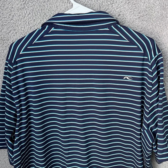 KJUS Shirt Mens 54 XL Blue White Striped Comfort Soren Short‎ Sleeve Polo Golf - Picture 9 of 12